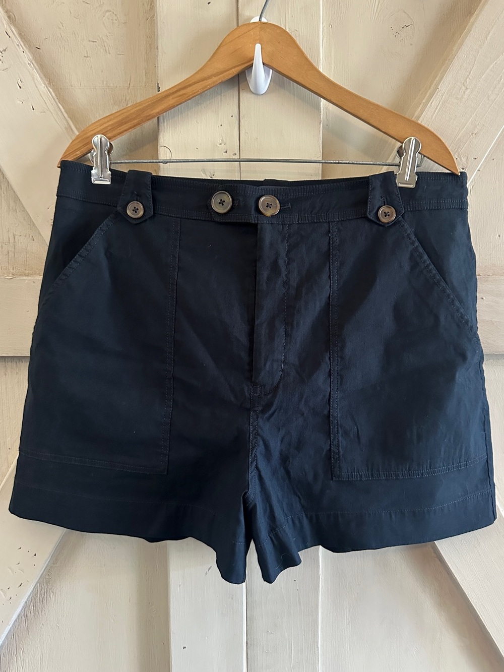 Maeve by Anthropologie Black Linen Blend Utility Shorts Women’s 14